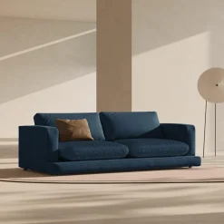 Mazzini Sofas Canapé Daphne 4 Places Bleu Marine - 240x105x86 cm