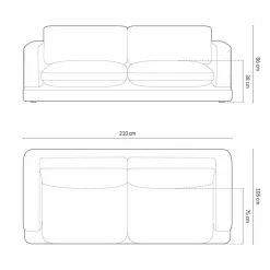 Mazzini Sofas Canapé Daphne 3 Places Gris Foncé - 210x105x86 cm