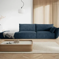Mazzini Sofas Canapé droit Vanda 4 Places bleu roi - 286x100x85 cm