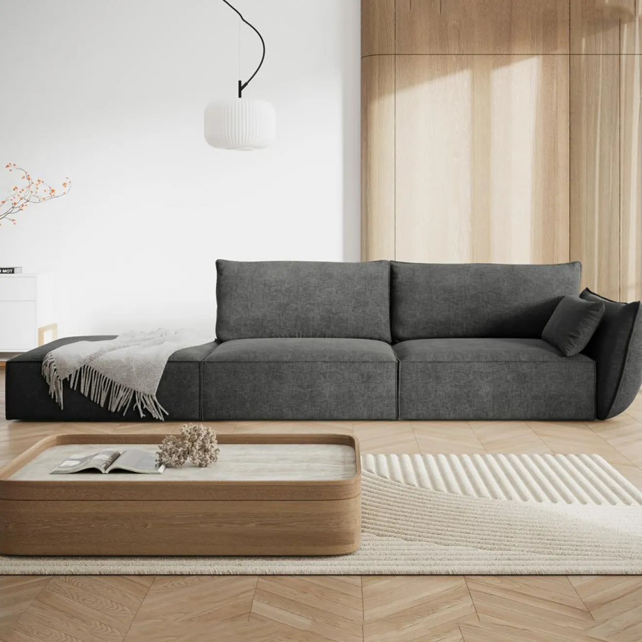 Hot Mazzini Sofas Canapé droit Vanda 4 Places gris - 286x100x85 cm