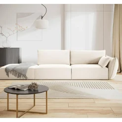 Outlet Mazzini Sofas Canapé droit Velours Vanda 4 Places beige clair - 286x100x85 cm