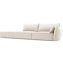 Outlet Mazzini Sofas Canapé droit Velours Vanda 4 Places beige clair - 286x100x85 cm