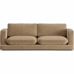 Online Mazzini Sofas Canapé en Velours Daphne 3 Places Beige Foncé - 210x105x86 cm