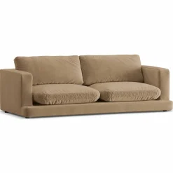 Online Mazzini Sofas Canapé en Velours Daphne 3 Places Beige Foncé - 210x105x86 cm