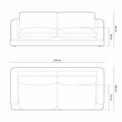 Online Mazzini Sofas Canapé en Velours Daphne 3 Places Beige Foncé - 210x105x86 cm