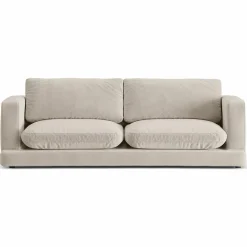 Online Mazzini Sofas Canapé en Velours Daphne 3 Places Beige Clair - 210x105x86 cm