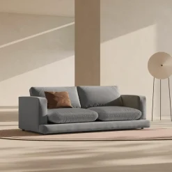 Mazzini Sofas Canapé en Velours Daphne 3 Places Gris Clair - 210x105x86 cm