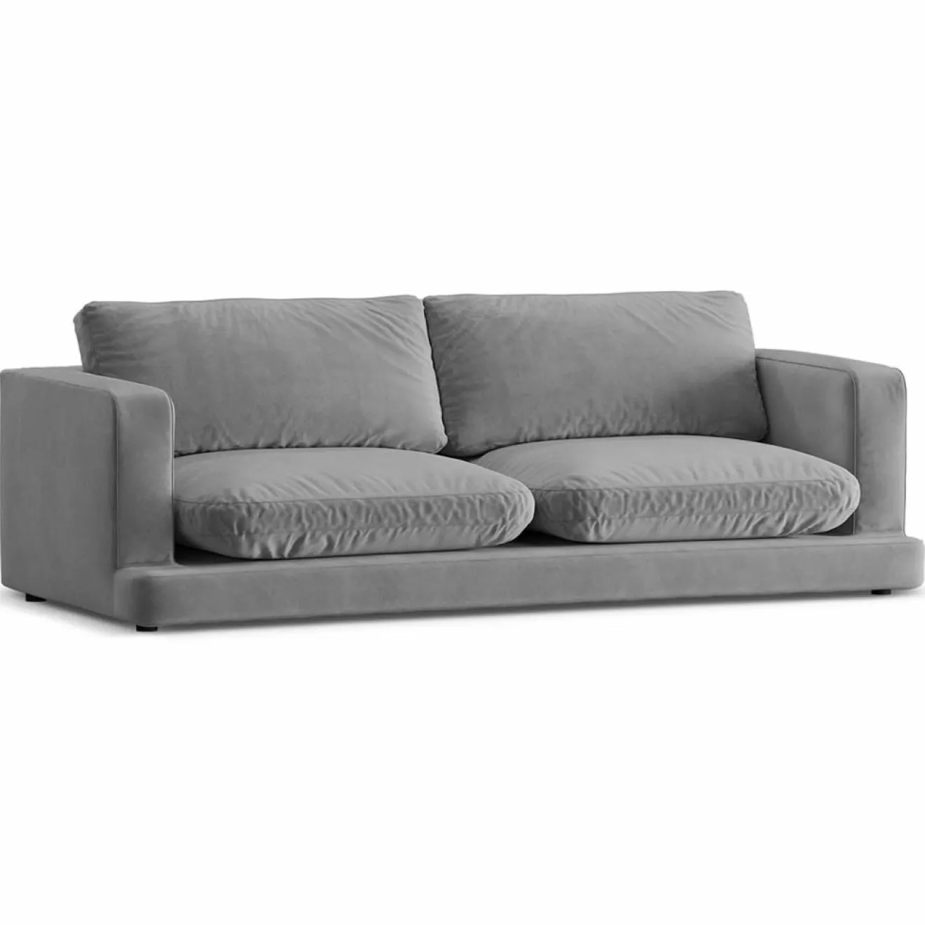 Mazzini Sofas Canapé en Velours Daphne 3 Places Gris Clair - 210x105x86 cm