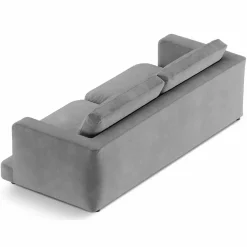 Mazzini Sofas Canapé en Velours Daphne 3 Places Gris Clair - 210x105x86 cm