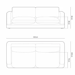 Mazzini Sofas Canapé en Velours Daphne 3 Places Gris Clair - 210x105x86 cm