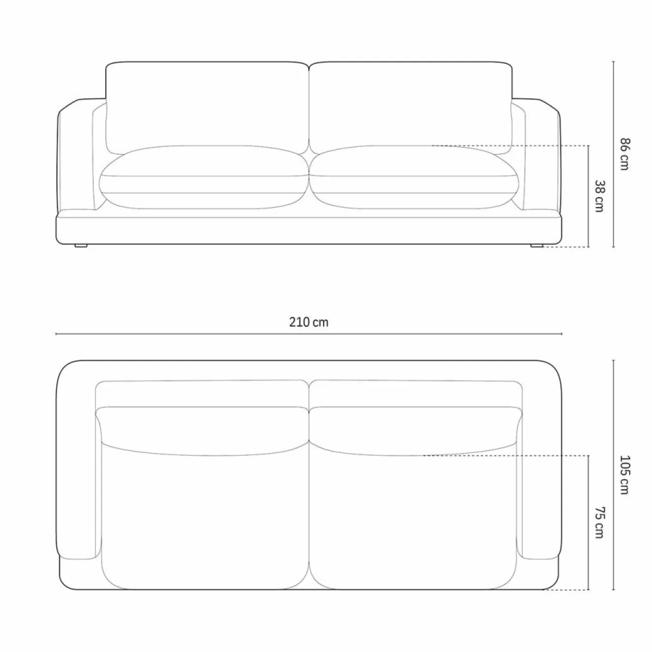 Mazzini Sofas Canapé en Velours Daphne 3 Places Gris Clair - 210x105x86 cm
