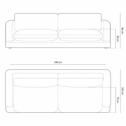 Mazzini Sofas Canapé en Velours Daphne 4 Places Terracotta - 240x105x86 cm
