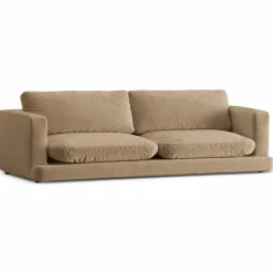 Mazzini Sofas Canapé en Velours Daphne 4 Places Beige Foncé - 240x105x86 cm