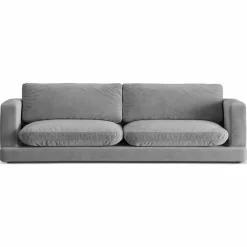 New Mazzini Sofas Canapé en Velours Daphne 4 Places Gris Clair - 240x105x86 cm