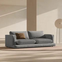 New Mazzini Sofas Canapé en Velours Daphne 4 Places Gris Clair - 240x105x86 cm