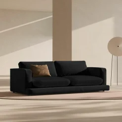 Mazzini Sofas Canapé en Velours Daphne 4 Places Noir - 240x105x86 cm