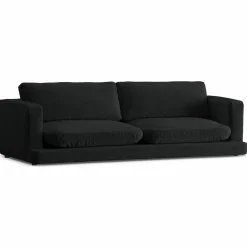 Mazzini Sofas Canapé en Velours Daphne 4 Places Noir - 240x105x86 cm
