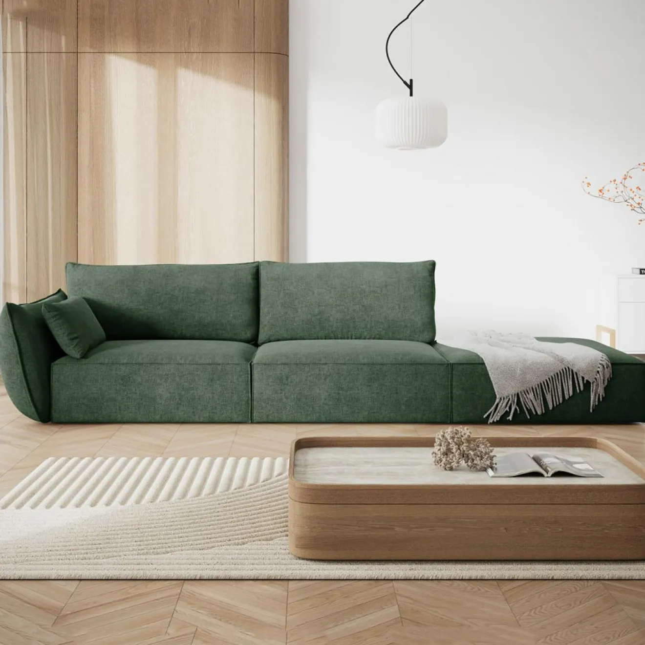 Mazzini Sofas Canapé gauche Vanda 4 Places vert bouteille - 286x100x85 cm