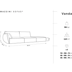 Mazzini Sofas Canapé gauche Vanda 4 Places bleu roi - 286x100x85 cm