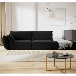 Hot Mazzini Sofas Canapé gauche Velours Vanda 4 Places noir - 286x100x85 cm