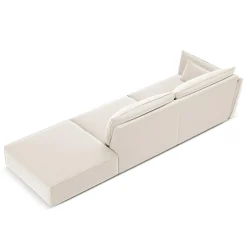Mazzini Sofas Canapé gauche Velours Vanda 4 Places beige clair - 286x100x85 cm