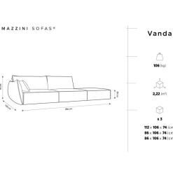 Mazzini Sofas Canapé gauche Velours Vanda 4 Places beige clair - 286x100x85 cm