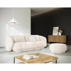 Mazzini Sofas Canapé Linden 3 Chenille Places beige clair - 204x102x72 cm