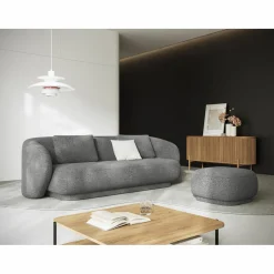 Online Mazzini Sofas Canapé Linden 3 Chenille Places gris foncé - 204x102x72 cm