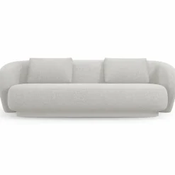 Mazzini Sofas Canapé Linden 3 Chenille Places argenté chiné - 204x102x72 cm