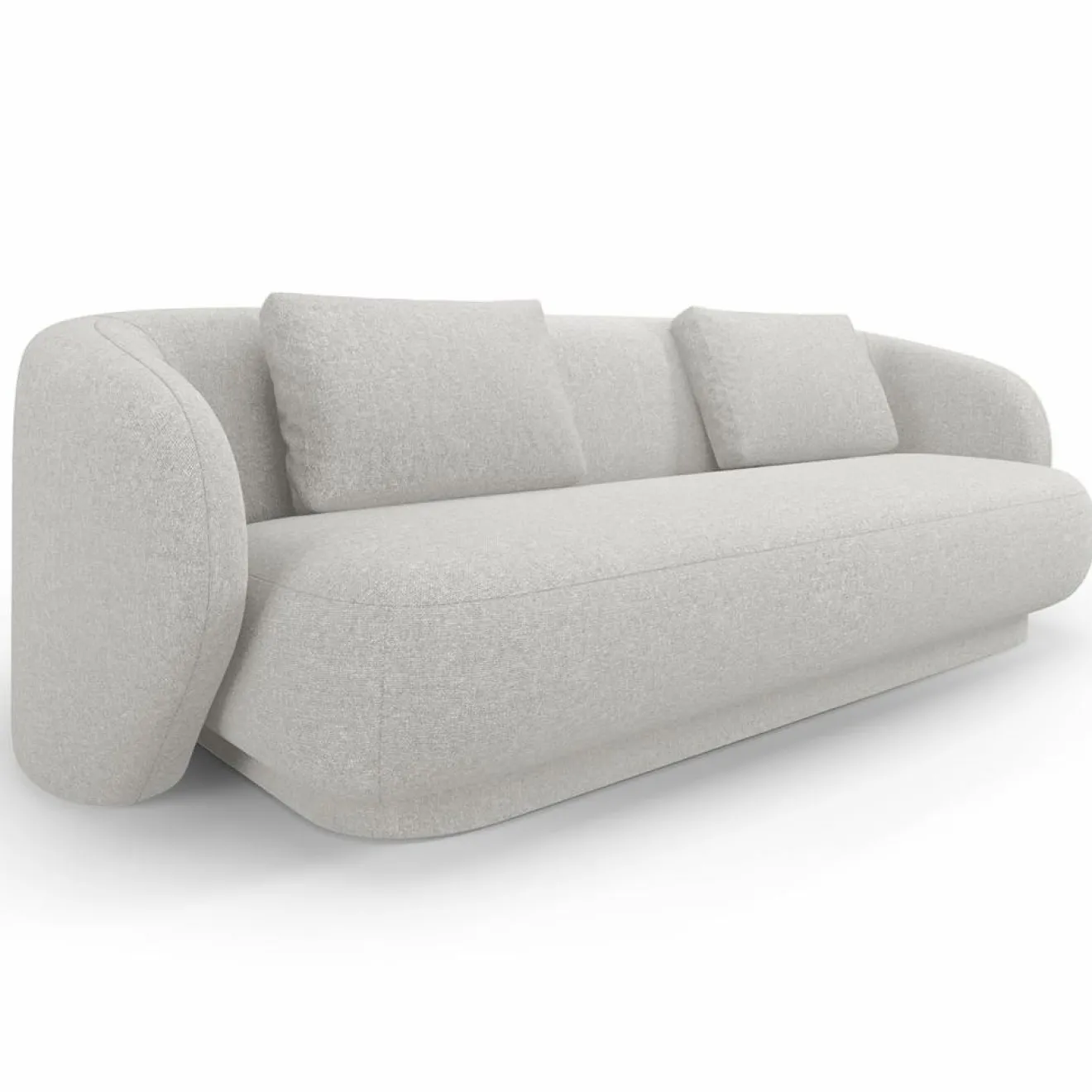 Mazzini Sofas Canapé Linden 3 Chenille Places argenté chiné - 204x102x72 cm