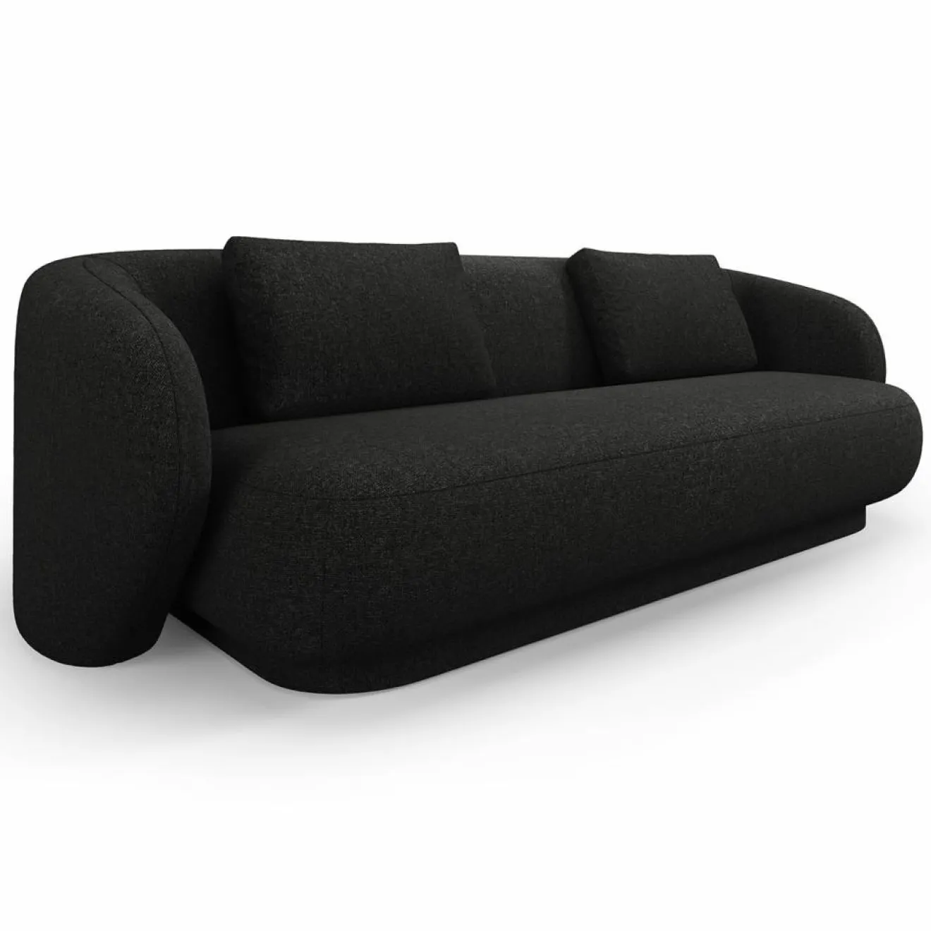 Mazzini Sofas Canapé Linden 3 Chenille Places noir - 204x102x72 cm