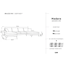 Mazzini Sofas Canapé Panoramique 6 places Madara beige clair - 334x182x90 cm