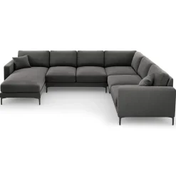 Mazzini Sofas Canapé Panoramique droit Velours Venus 6 Places gris - 326x236x90 cm