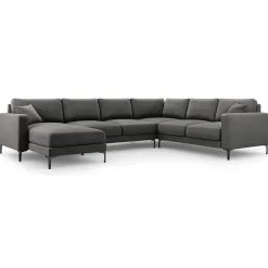 Mazzini Sofas Canapé Panoramique droit Velours Venus 6 Places gris - 326x236x90 cm