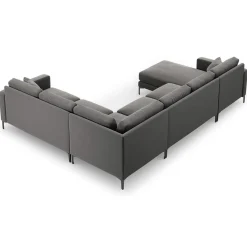 Mazzini Sofas Canapé Panoramique droit Velours Venus 6 Places gris - 326x236x90 cm