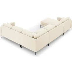 Mazzini Sofas Canapé Panoramique droit Velours Venus 6 Places beige clair - 326x236x90 cm