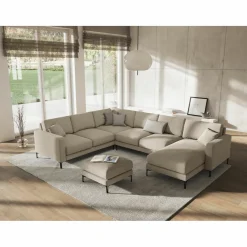 Online Mazzini Sofas Canapé Panoramique gauche Venus 6 Places beige - 326x236x90 cm