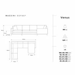Online Mazzini Sofas Canapé Panoramique gauche Venus 6 Places beige - 326x236x90 cm