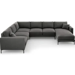 Mazzini Sofas Canapé Panoramique gauche Velours Venus 6 Places gris - 326x236x90 cm