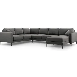 Mazzini Sofas Canapé Panoramique gauche Velours Venus 6 Places gris - 326x236x90 cm