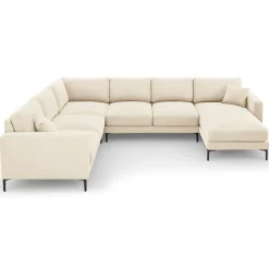 Online Mazzini Sofas Canapé Panoramique gauche Velours Venus 6 Places beige clair - 326x236x90 cm