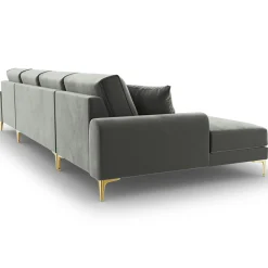 Best Mazzini Sofas Canapé Panoramique Velvet 6 places Madara gris - 334x182x90 cm