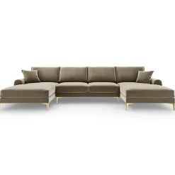 Hot Mazzini Sofas Canapé Panoramique Velvet 6 places Madara beige - 334x182x90 cm