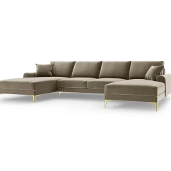 Hot Mazzini Sofas Canapé Panoramique Velvet 6 places Madara beige - 334x182x90 cm