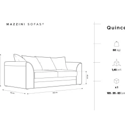 Mazzini Sofas Canapé Quince 3 Places gris foncé - 182x92x80 cm