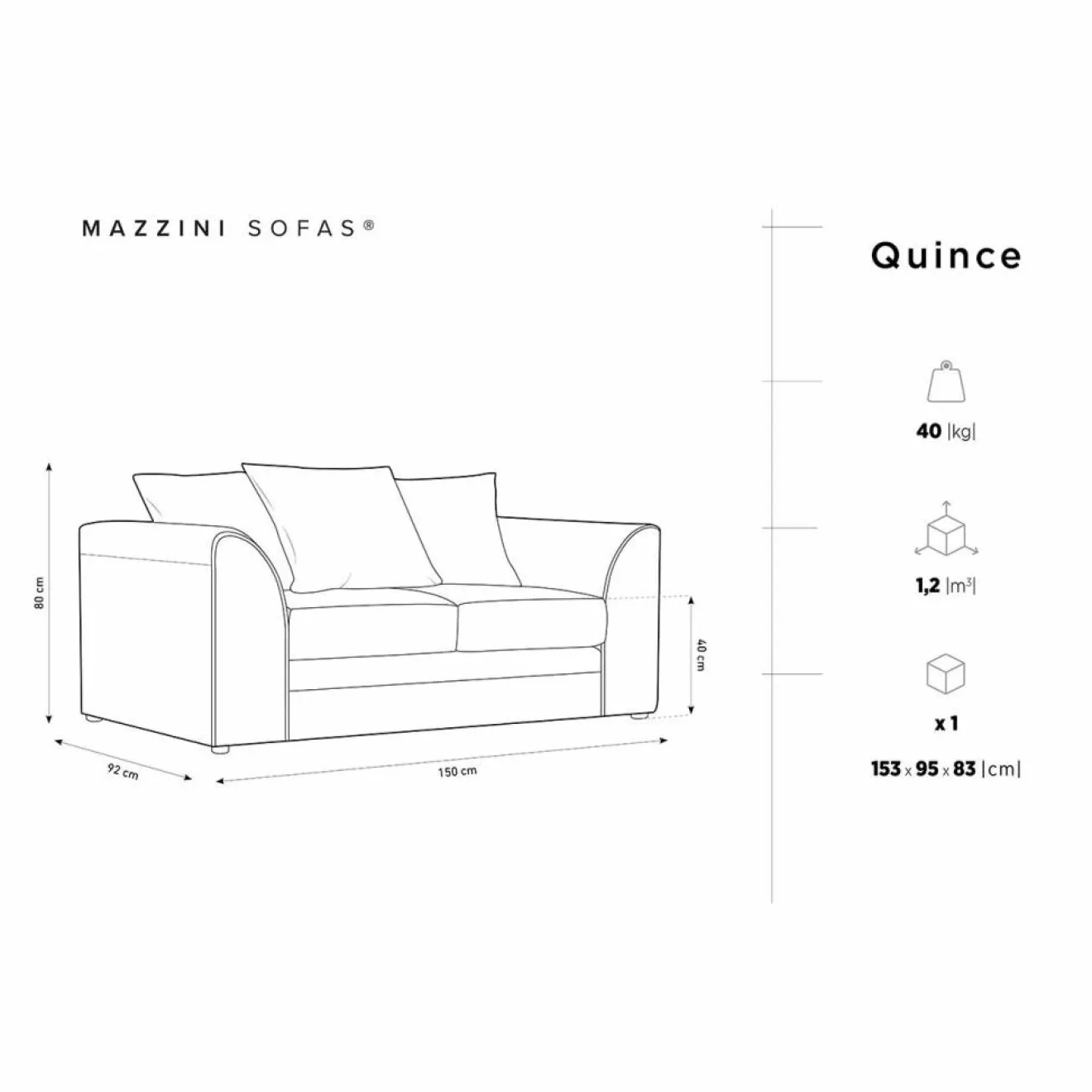 Online Mazzini Sofas Canapé Quince Velours côtelé 2 Places gris clair - 150x92x80 cm