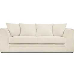 Mazzini Sofas Canapé Quince Velours côtelé 3 Places beige clair - 182x92x80 cm