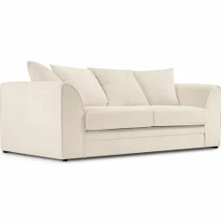 Mazzini Sofas Canapé Quince Velours côtelé 3 Places beige clair - 182x92x80 cm