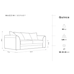 Best Mazzini Sofas Canapé Quince Velours côtelé 3 Places gris clair - 182x92x80 cm