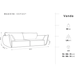 Mazzini Sofas Canapé Vanda 3 Places beige clair - 208x100x85 cm